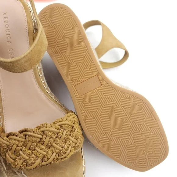 New Veronica Beard Mustard Tan Reema Platform Espadrille Sandals Size 10 - Picture 13 of 14